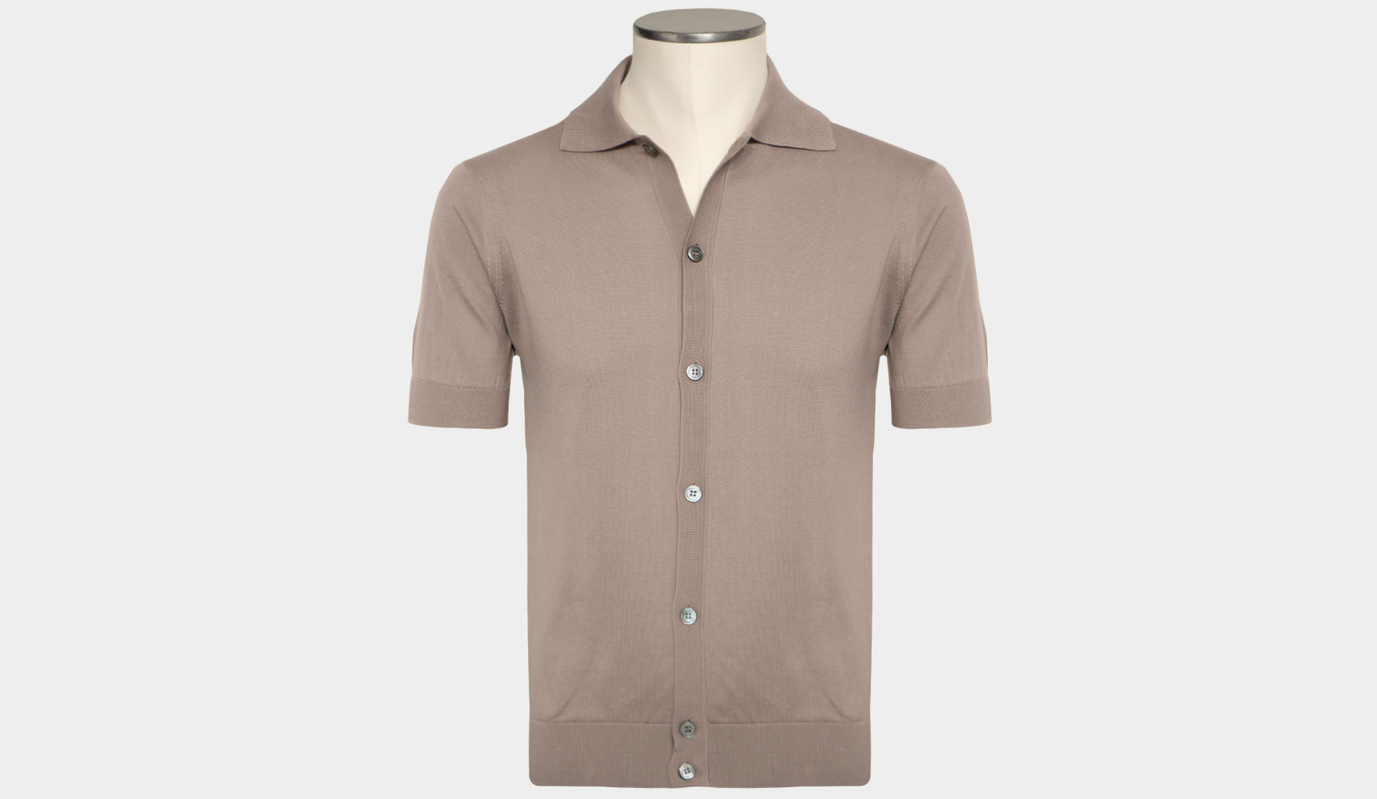 Filippo de Laurentiis Knitted Short Sleeve Shirt Taupe