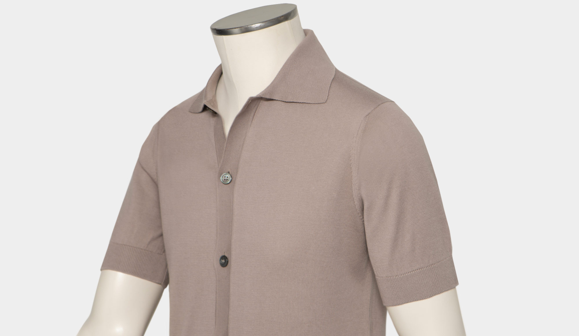 Filippo de Laurentiis Knitted Short Sleeve Shirt Taupe