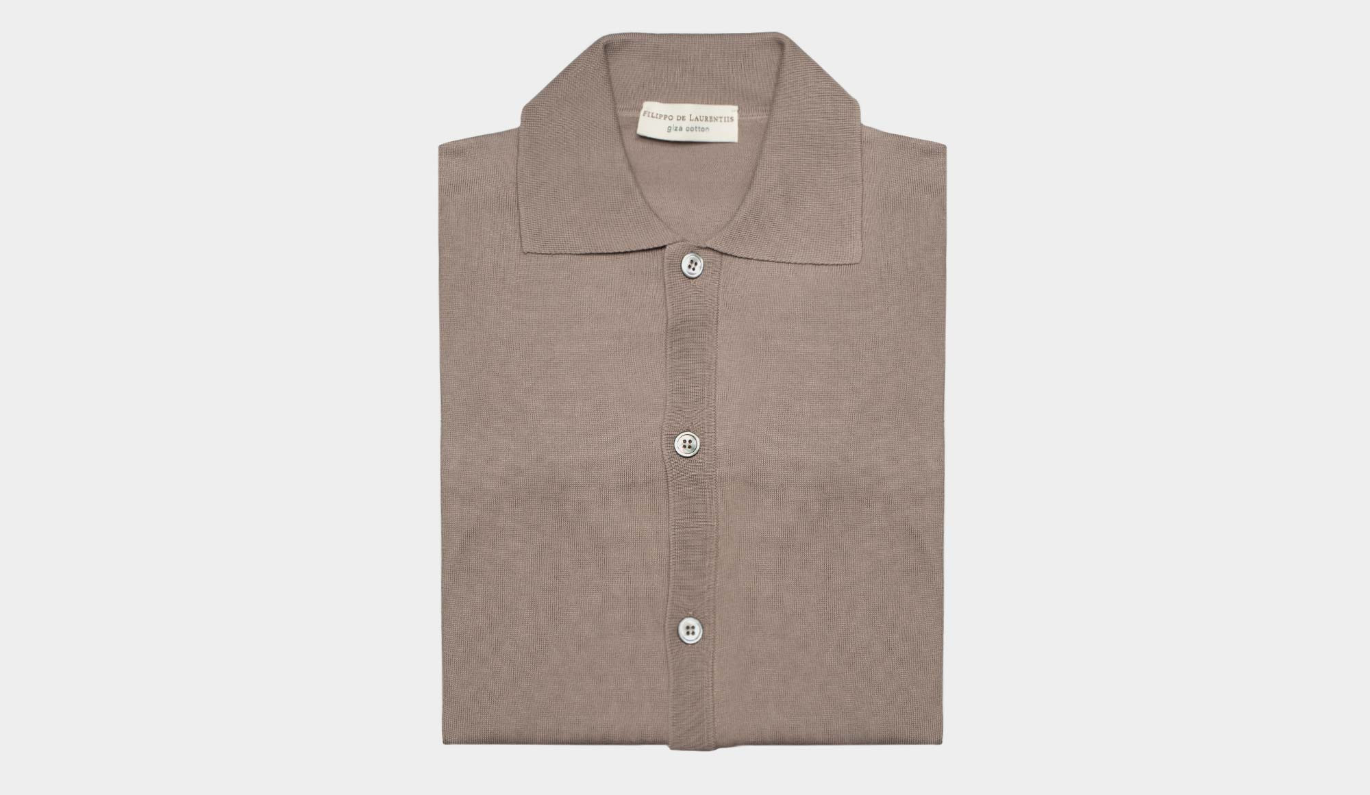 Filippo de Laurentiis Knitted Short Sleeve Shirt Taupe