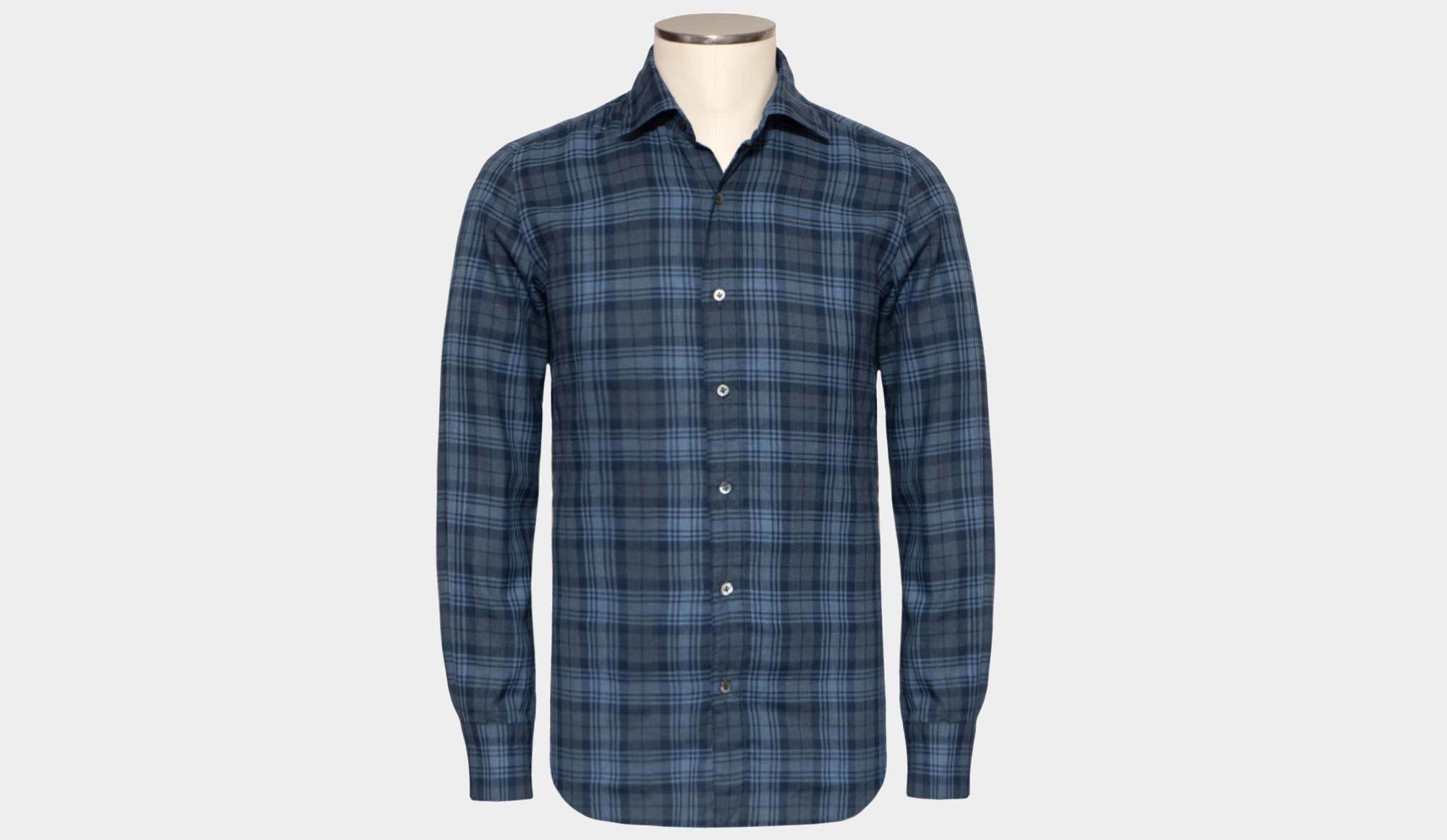 Finamore Checkered Shirt Blue-Grey