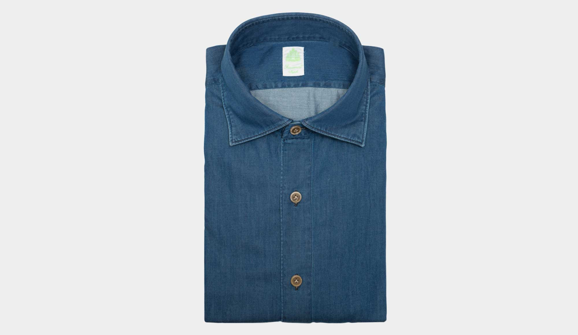 トップス Finamore Denim shirt Size L Women's over size denim shirt with side slits