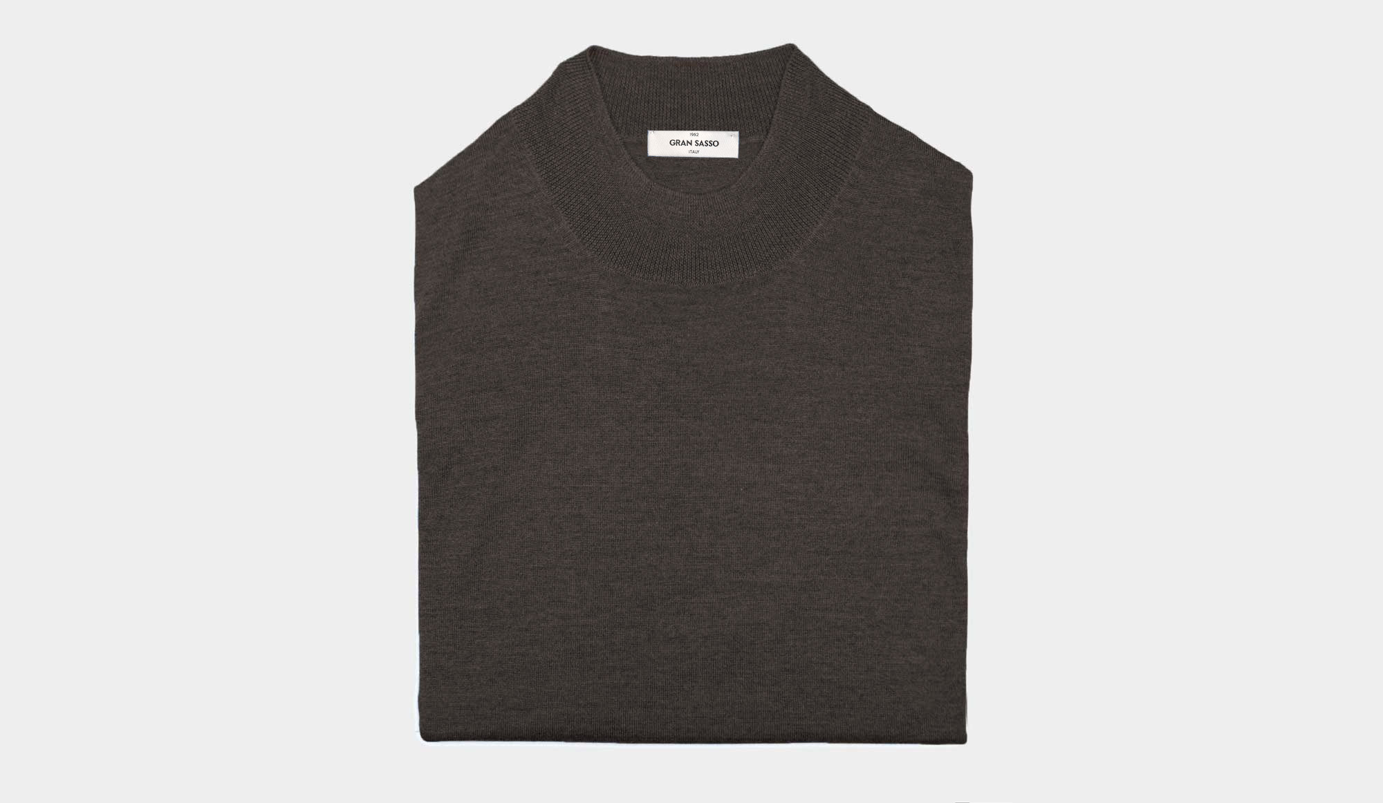 Gran Sasso Turtle Neck Super Tasmania Dark Brown