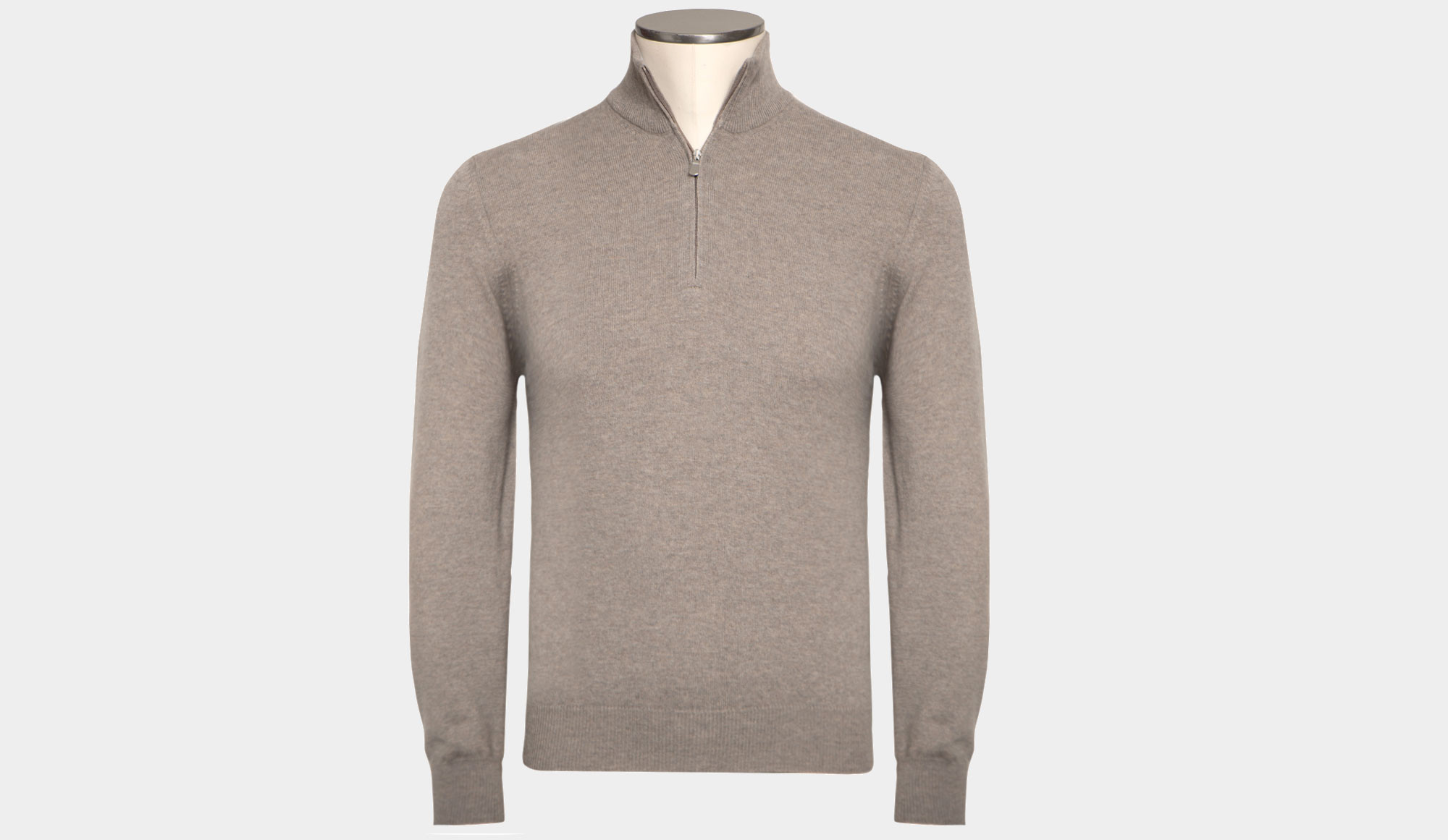 Gran Sasso Mock Neck Zip Taupe