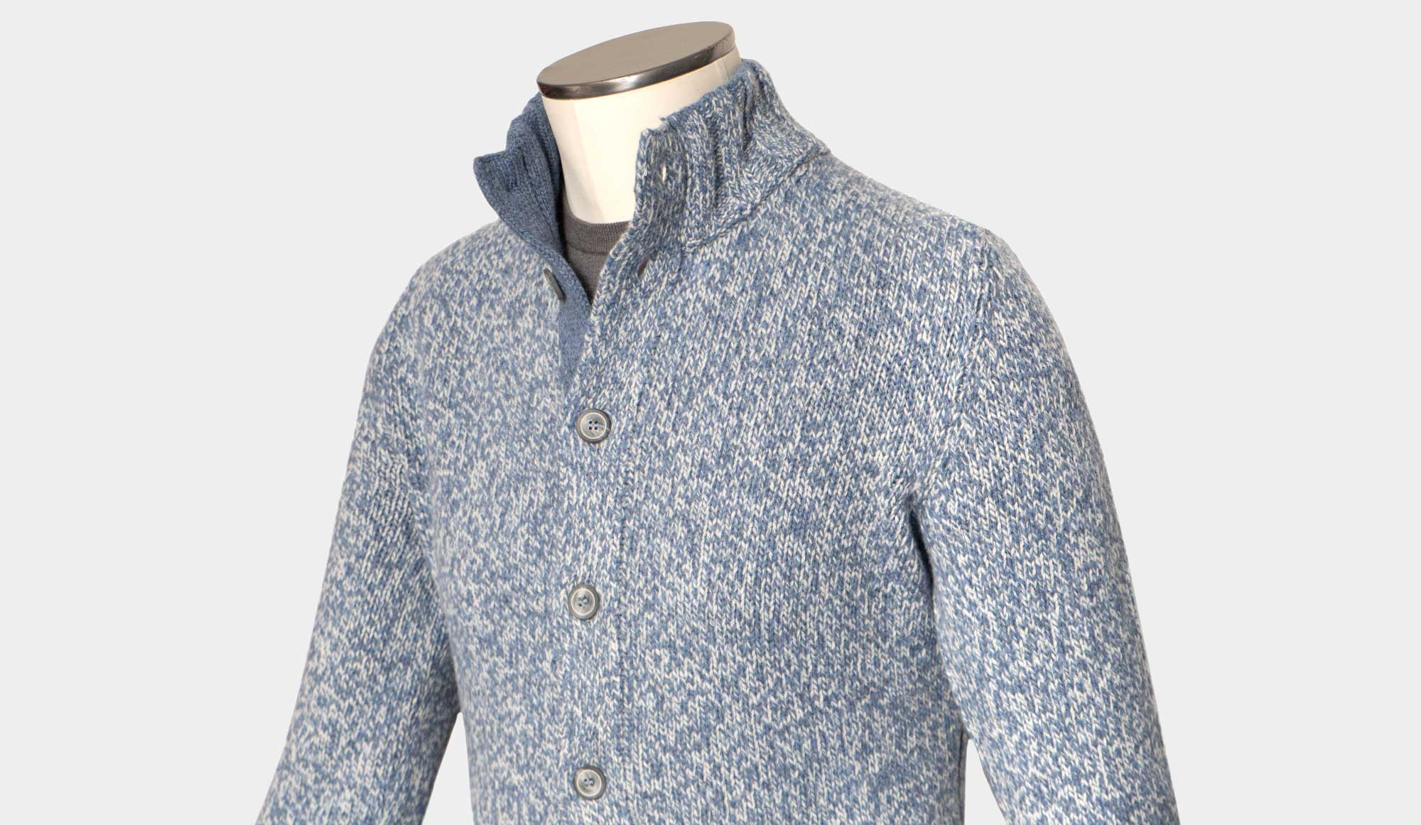 Marled cotton sales mockneck cardigan sweater