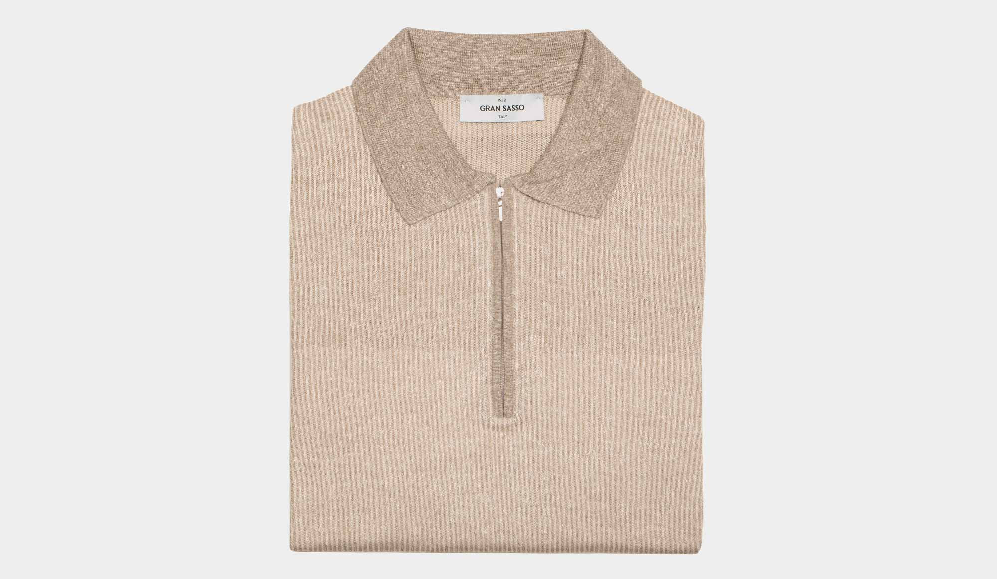 Gran Sasso Polo Zip Beige Gran Sasso Polo Zip Beige