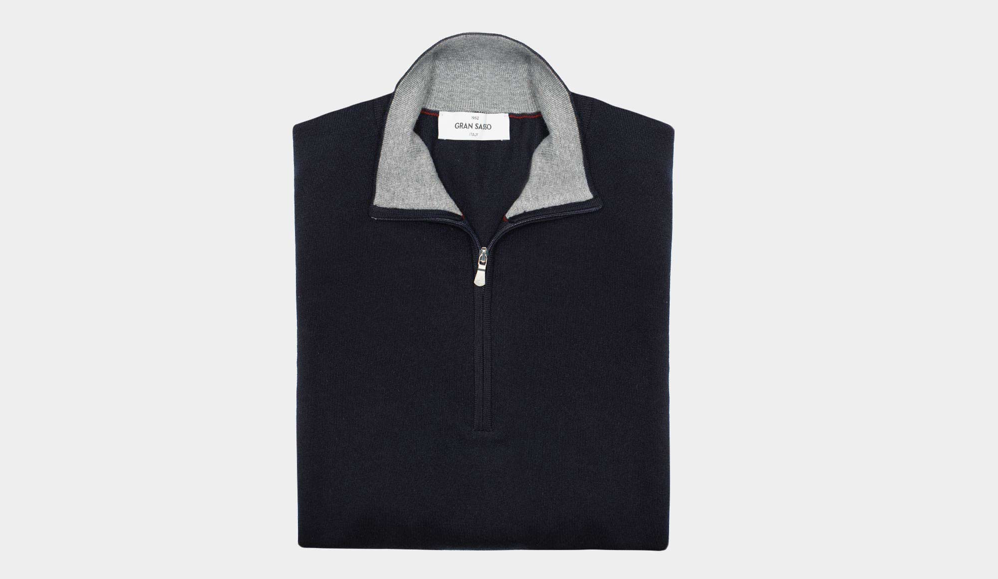 Gran Sasso Mock Neck Zip 'Super Tasmania' Navy