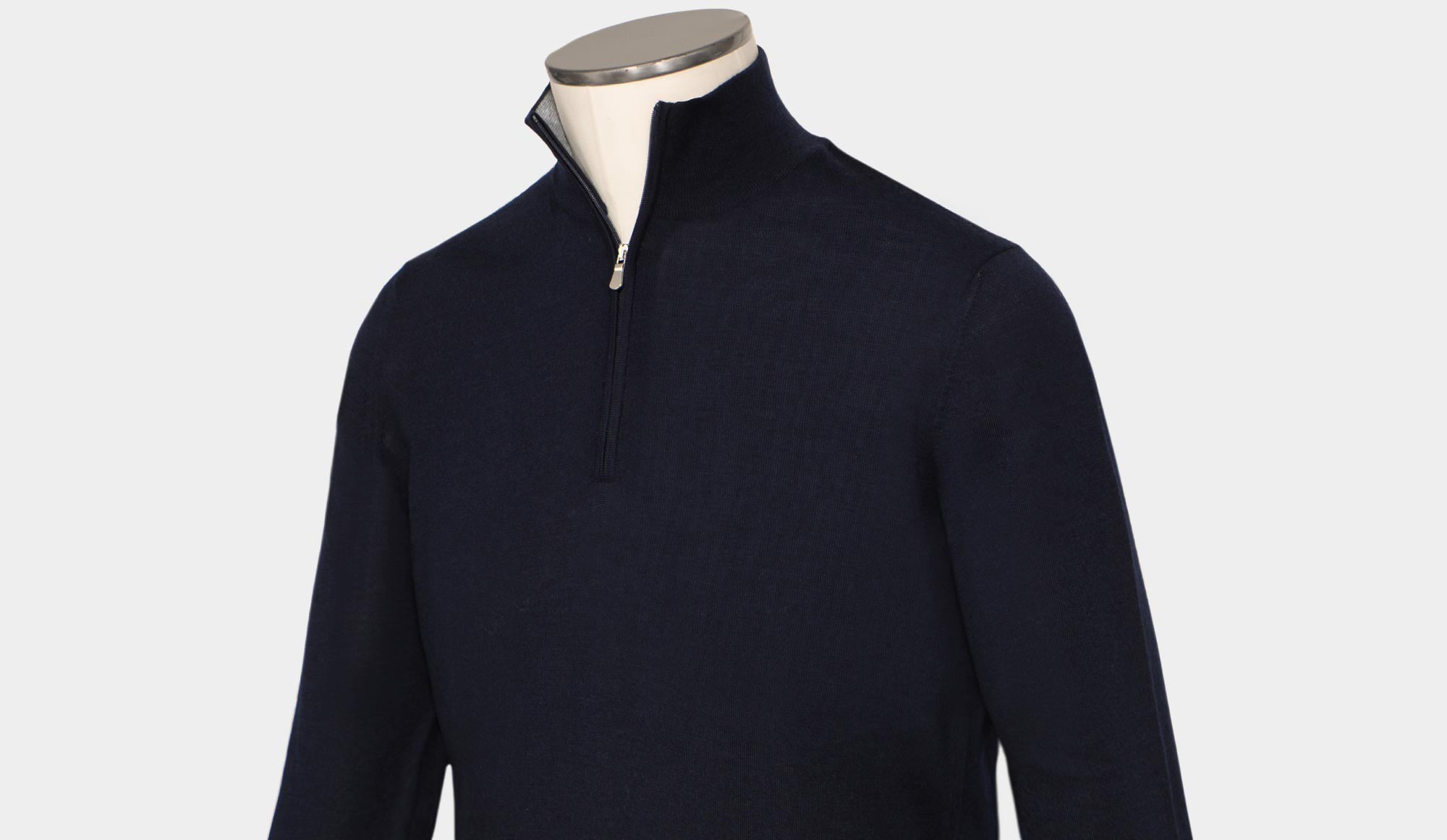 Gran Sasso Mock Neck Zip 'Super Tasmania' Navy