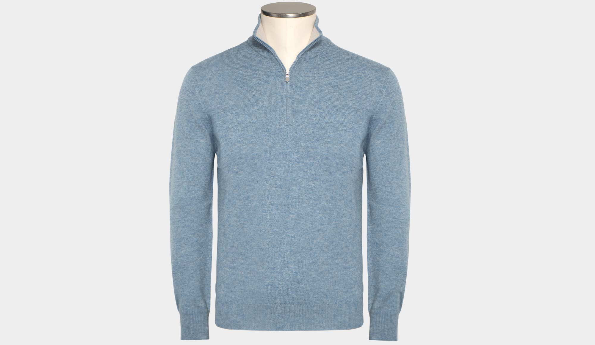 Gran Sasso Mock Neck Zip Blue