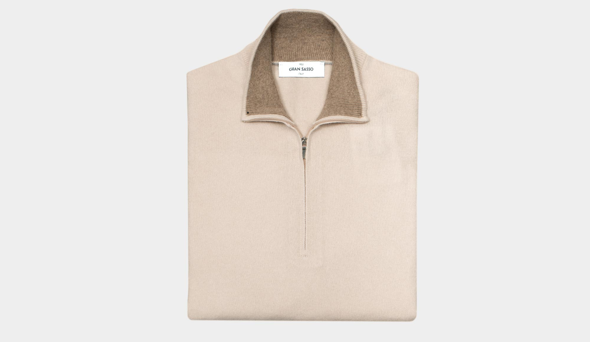 Gran Sasso Mock Neck Zip Sand