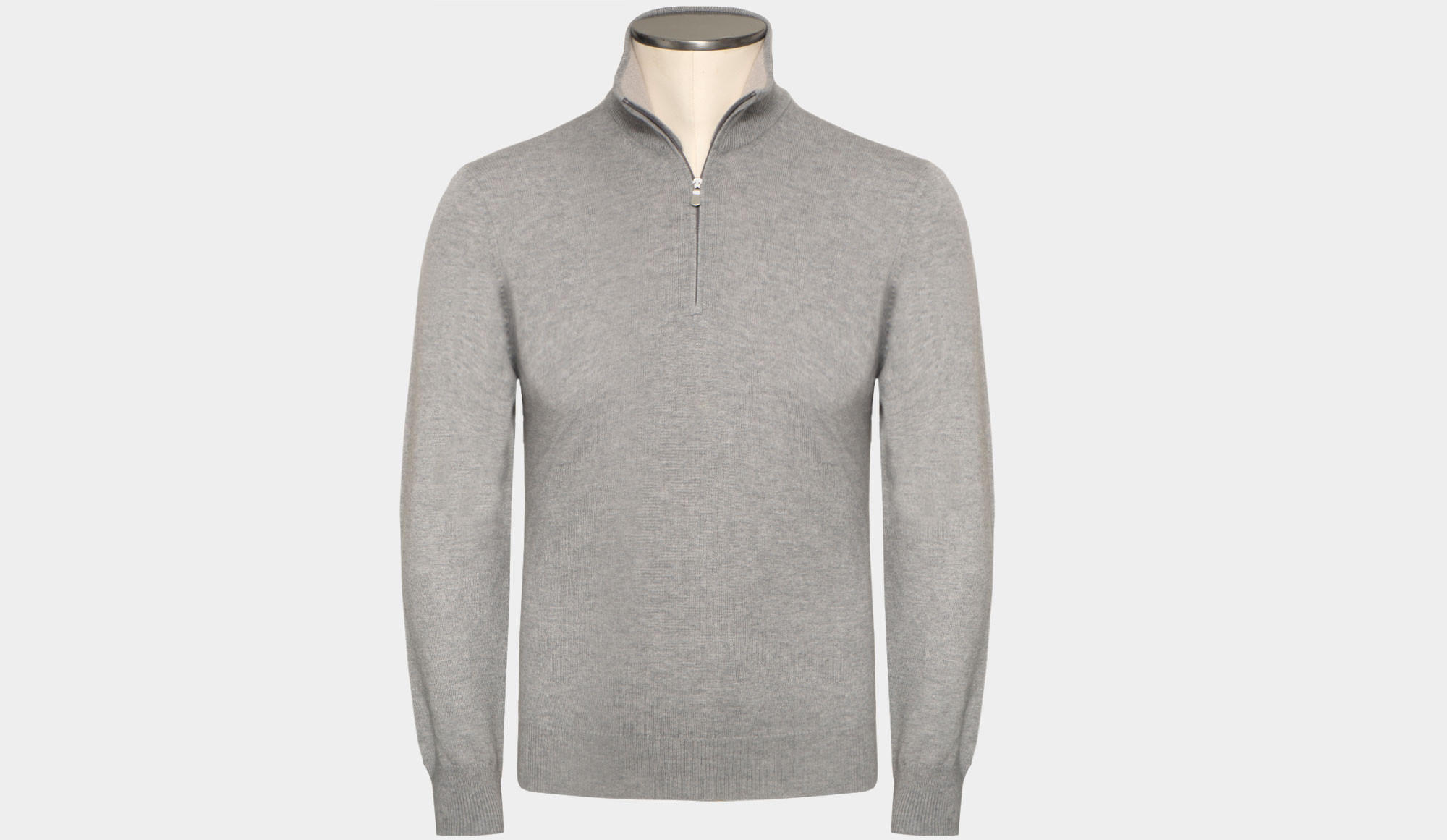 Gran Sasso Mock Neck Zip Grey