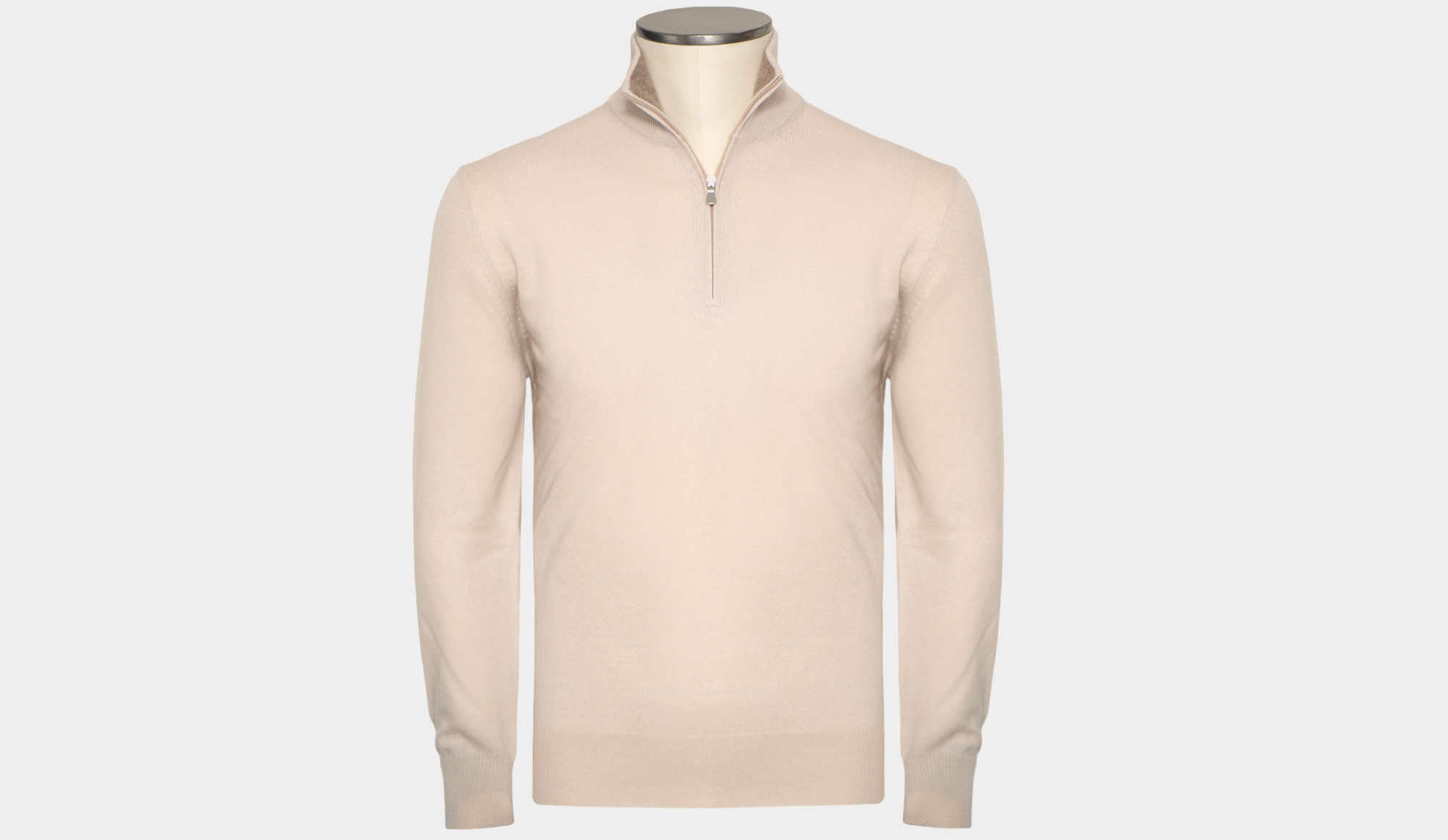 Gran Sasso Mock Neck Zip Sand