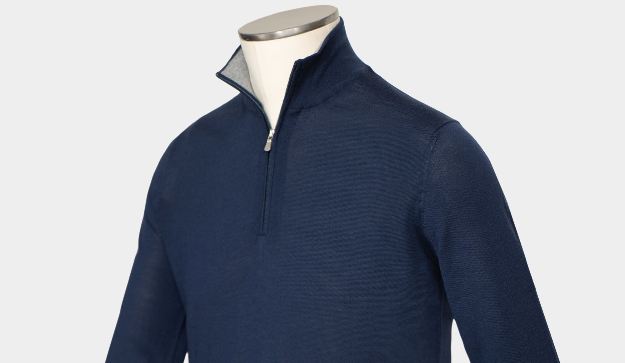 Gran Sasso Mock Neck Zip 'Super Tasmania' Blue