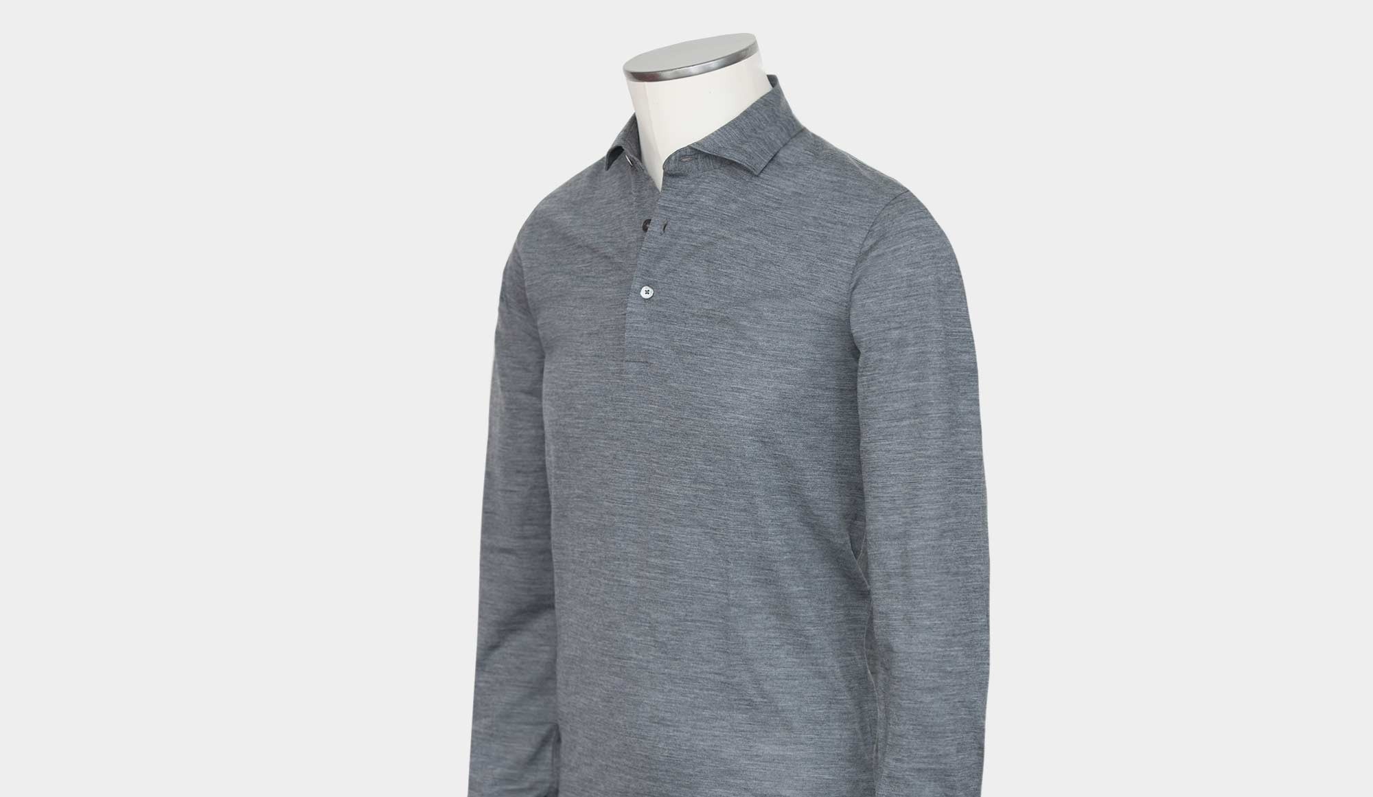 Grey polo long sleeve hot sale