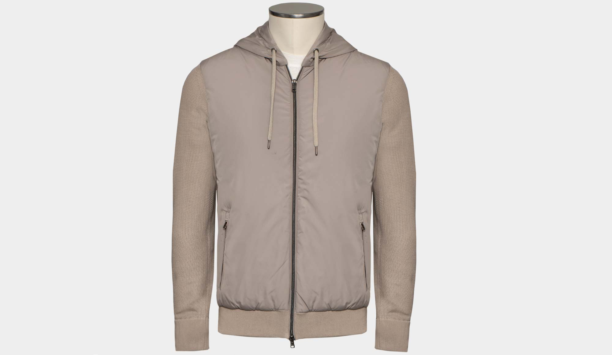 Herno Knitted Bomber Cardigan Beige