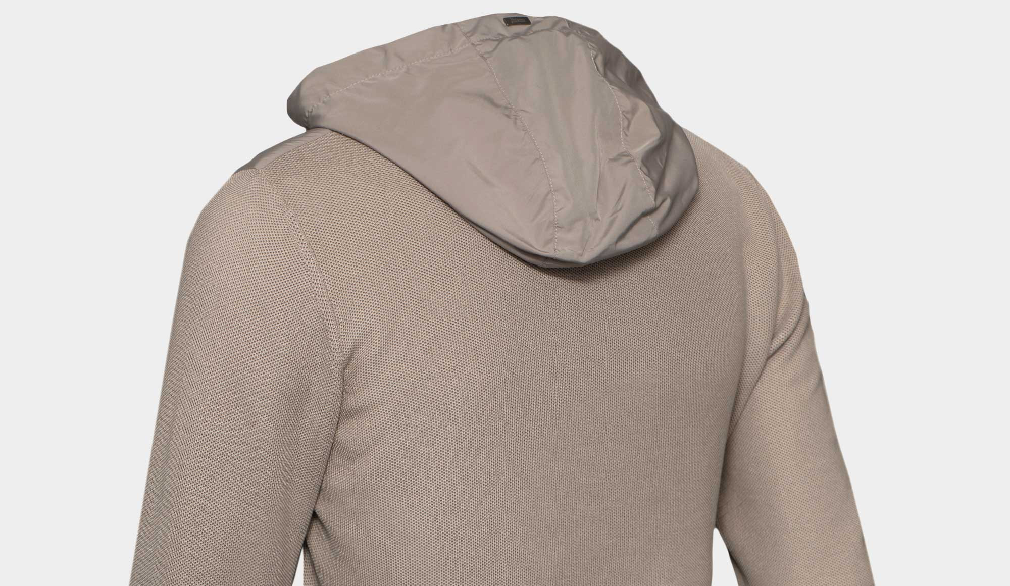 【送料&関税込】Herno Two-material Cardigan CARDIGAN IN INFINITY WOOL AND ECOAGE in Putty for Men | Herno®