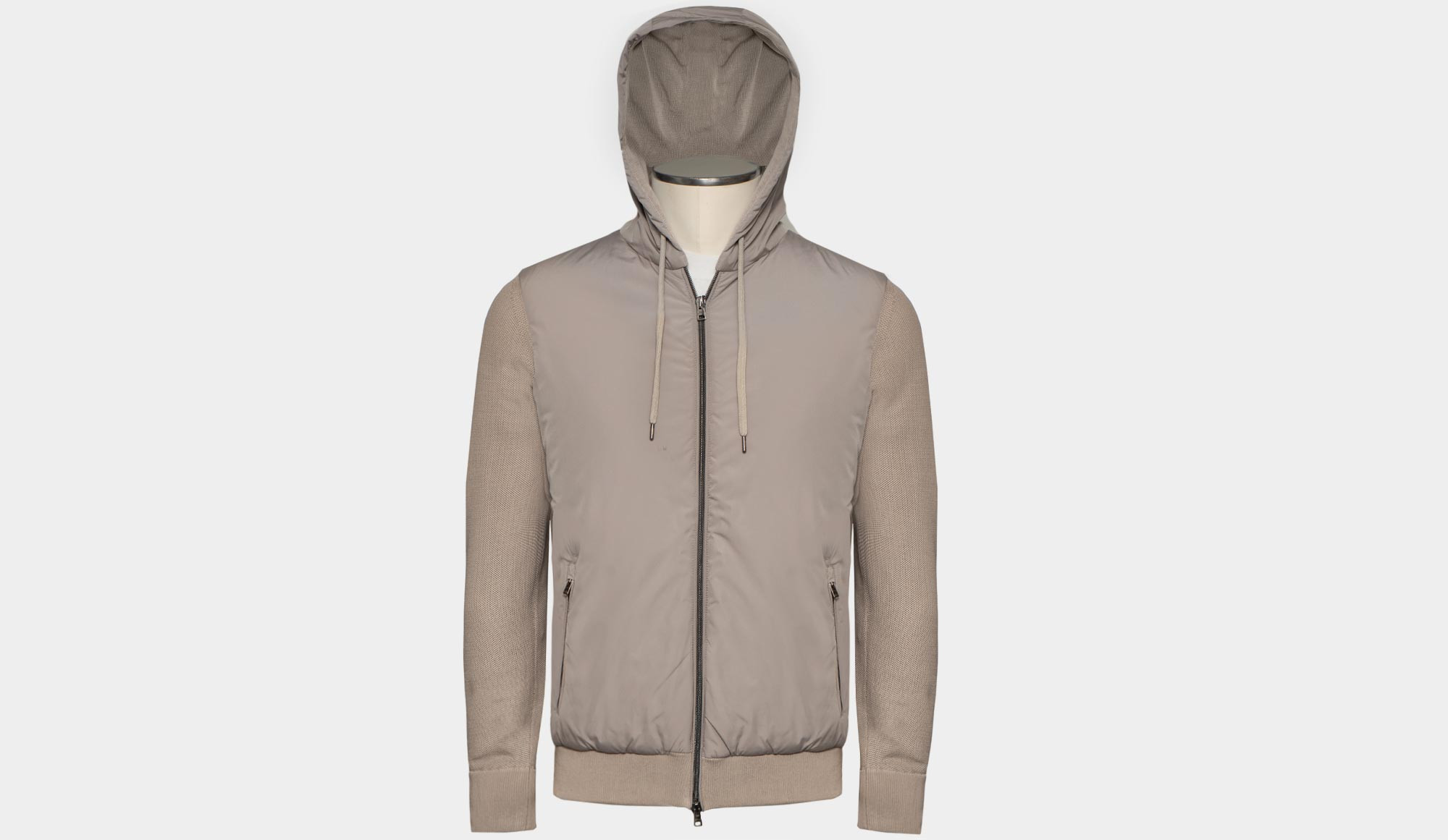 Herno アイボリー/グレー ジャンパー Herno Knitted Bomber Cardigan Beige