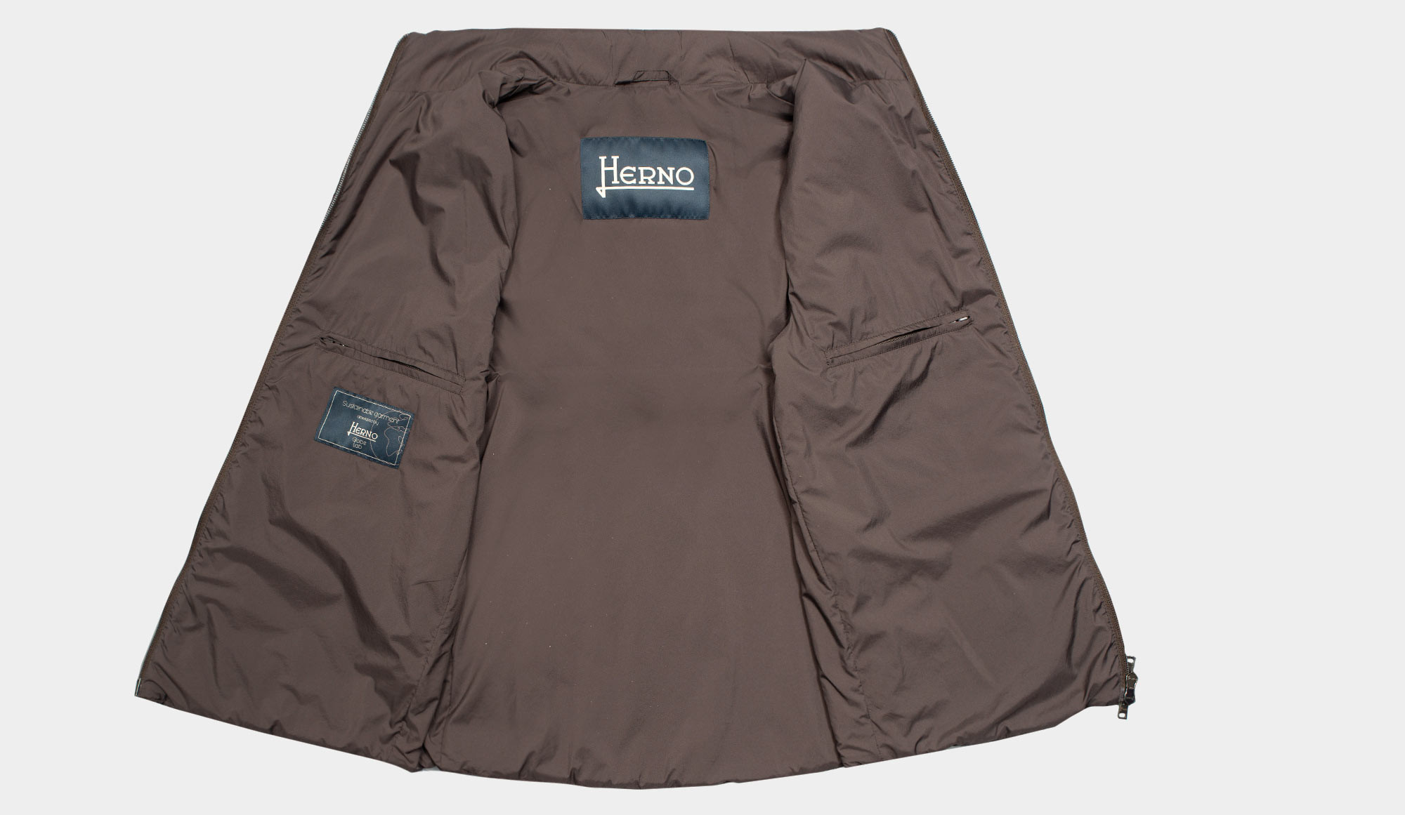 Herno Zip-up Technical Gilet Brown