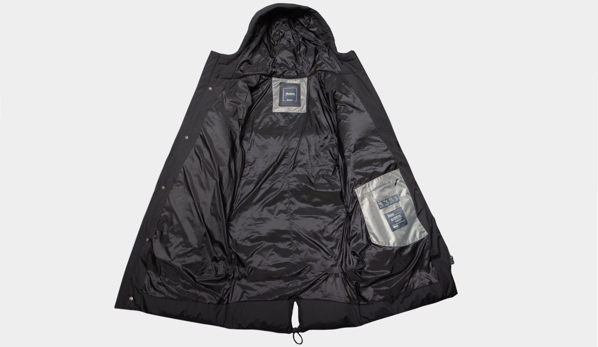 ジャケット・アウター HERNO LAMINAR Down coat Layered Black 44 Herno 'Laminar' Down Coat Black