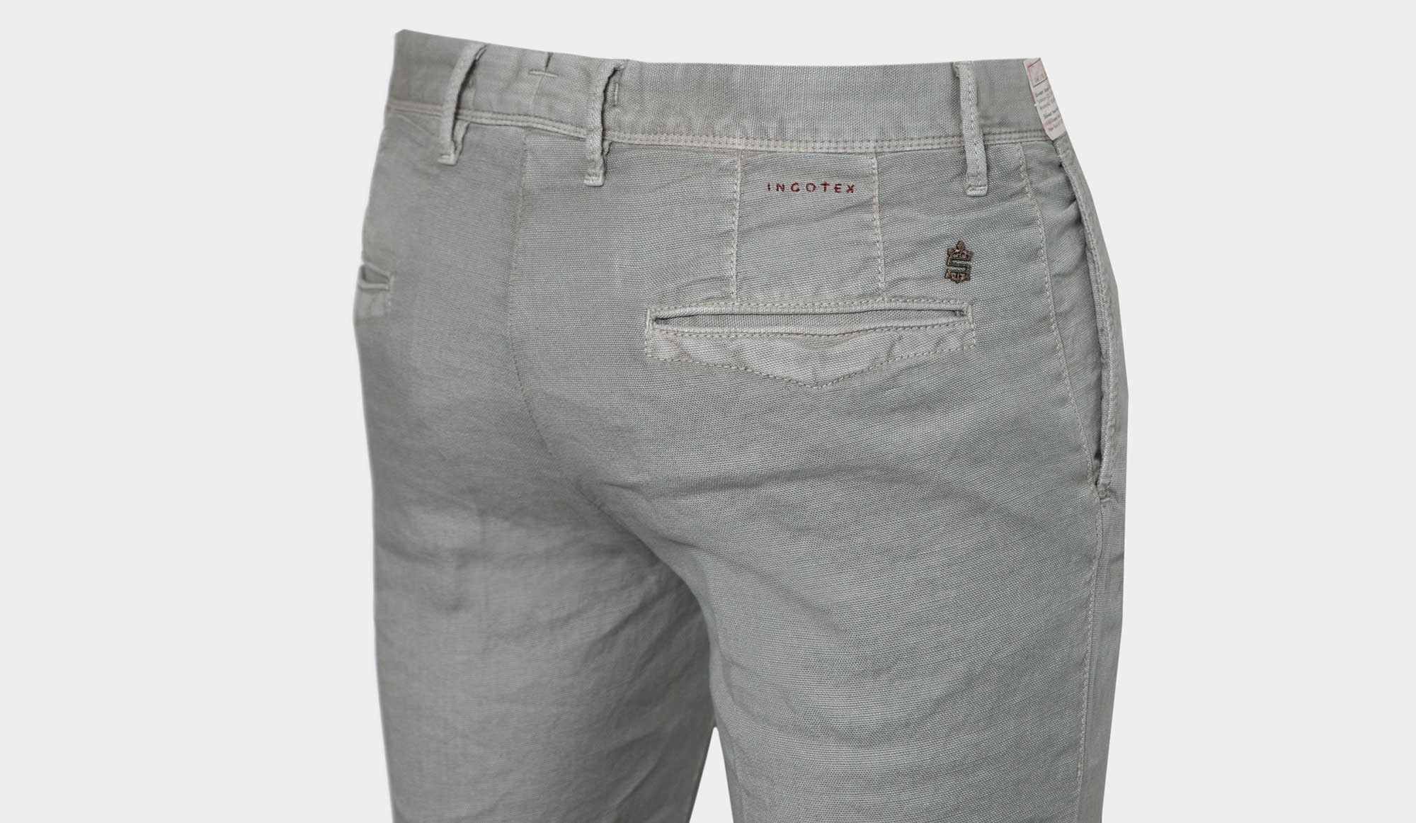 Incotex Slacks Linen Cotton Taupe