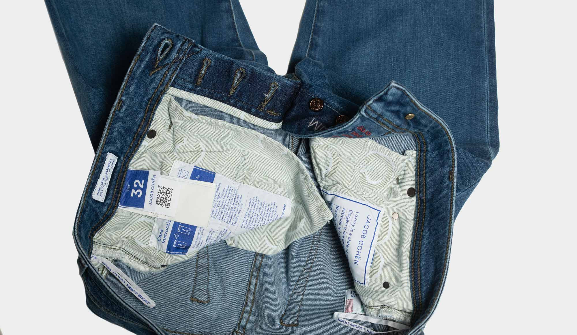 Jacob Cohen Green Stitched Blue Denim Red