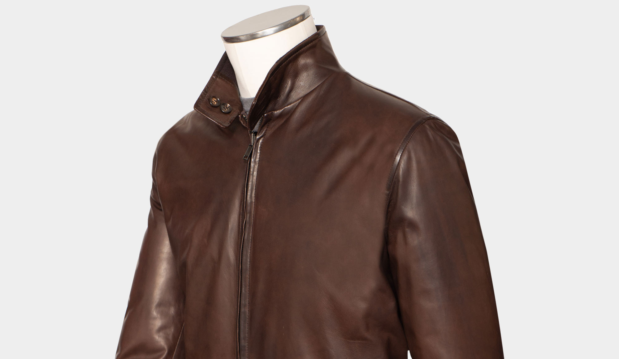 Lubiam Leather Bomber Brown
