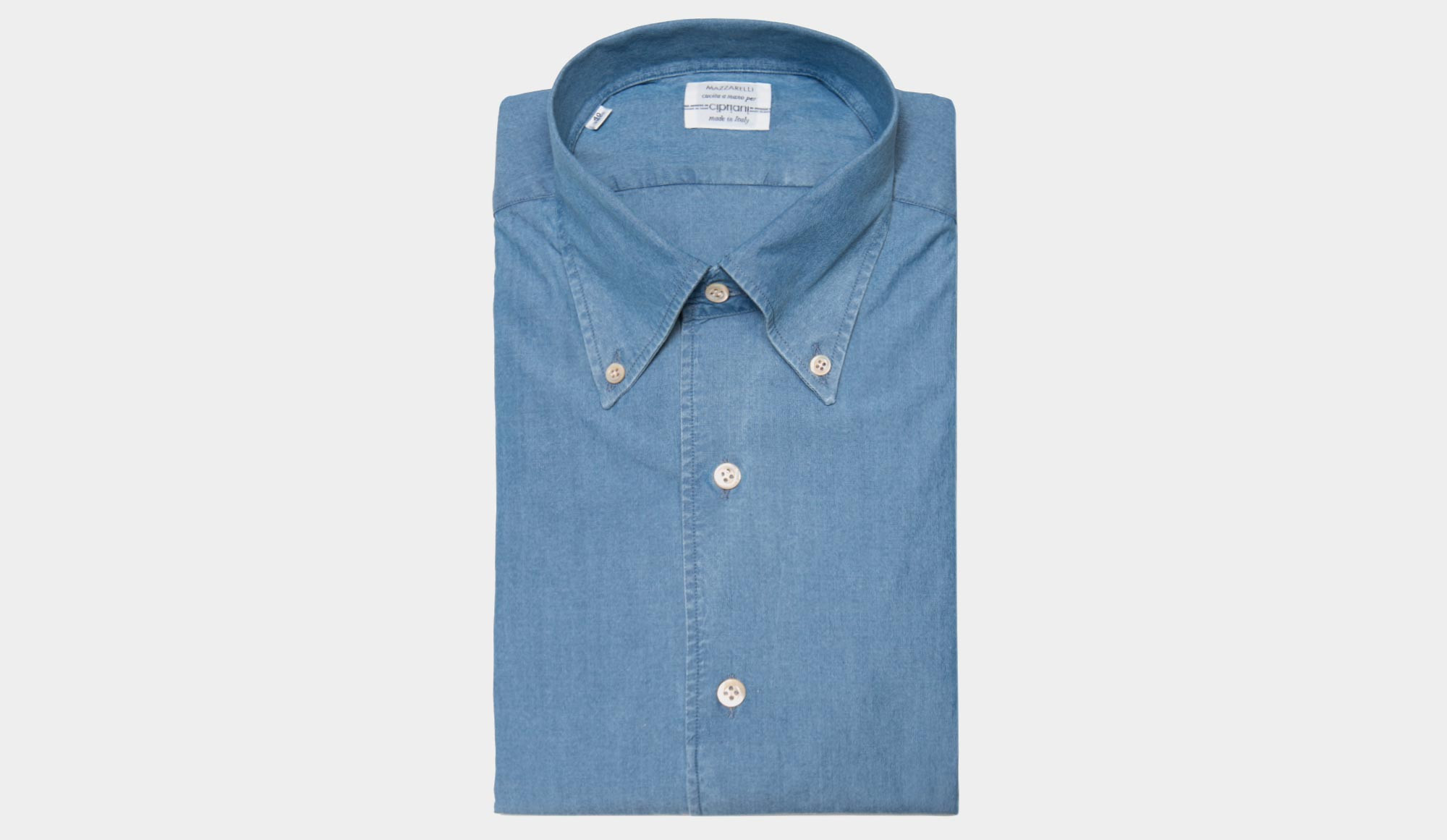 Mazzarelli Denim Shirt Button Down Light Blue