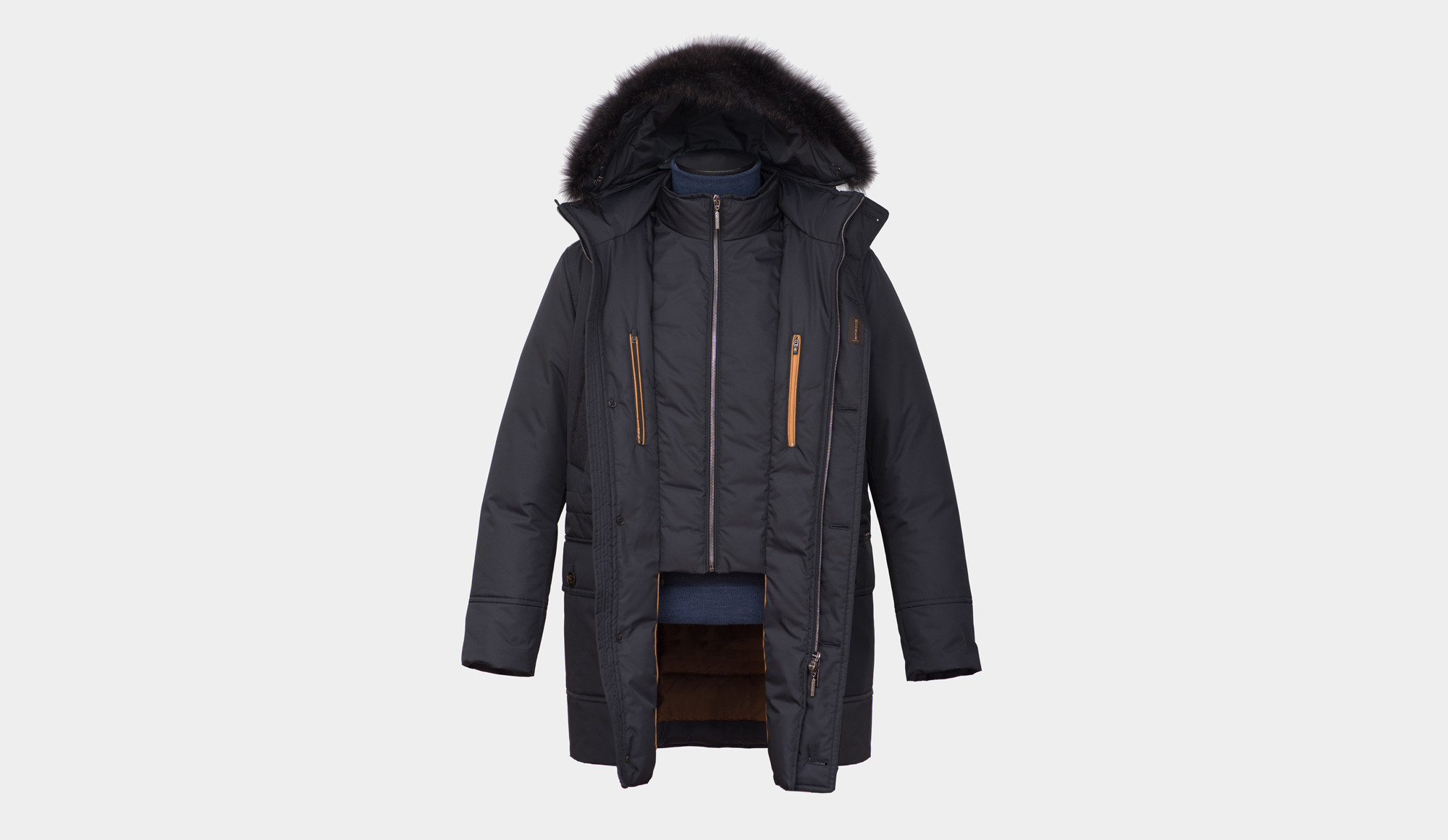 Moorer long-sleeve padded coat - Blue