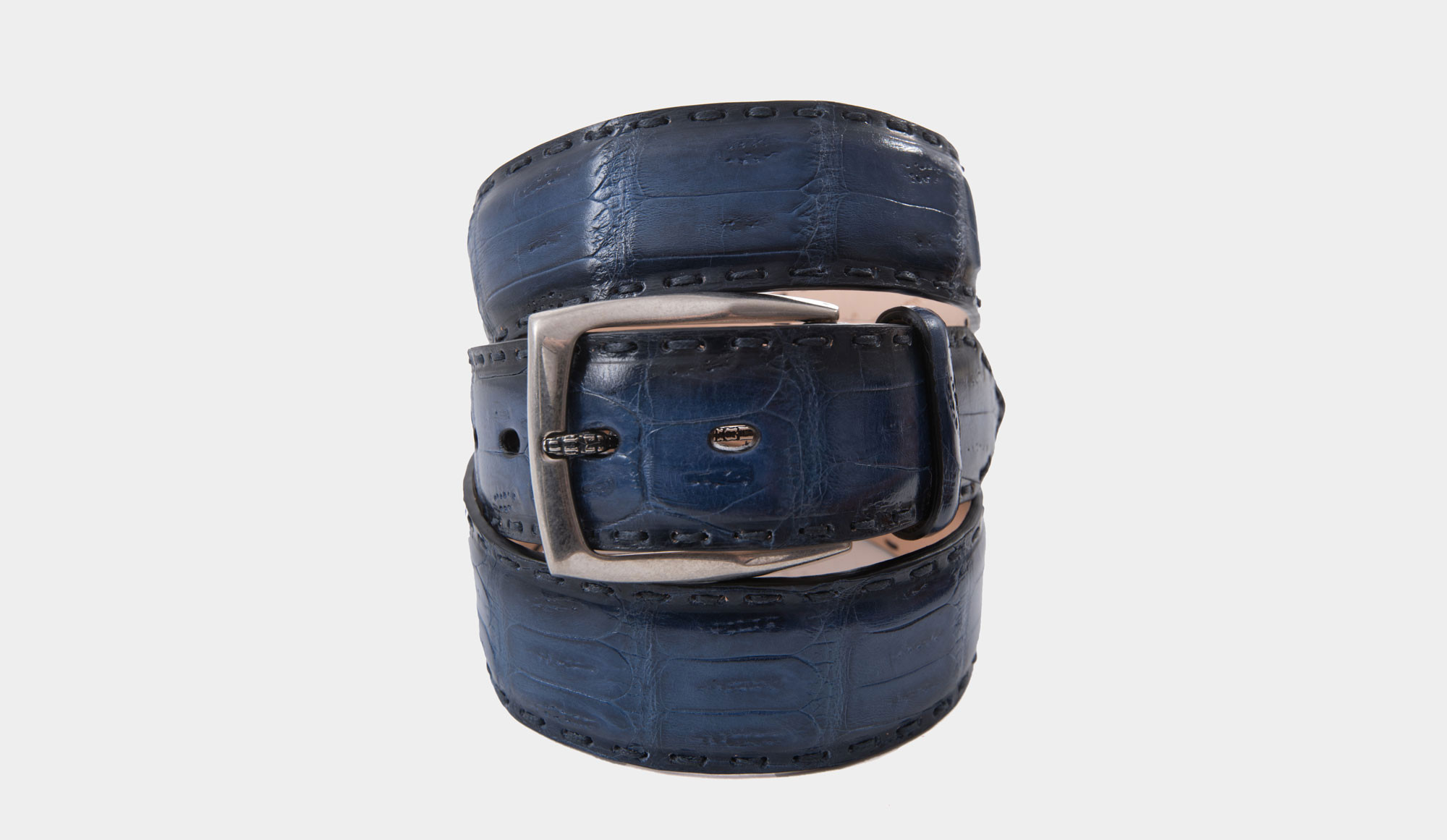 ITALY製 PAOLO VITALE クロコダイル　ベルト　ブラック Paolo Vitale Belt Croco Blue