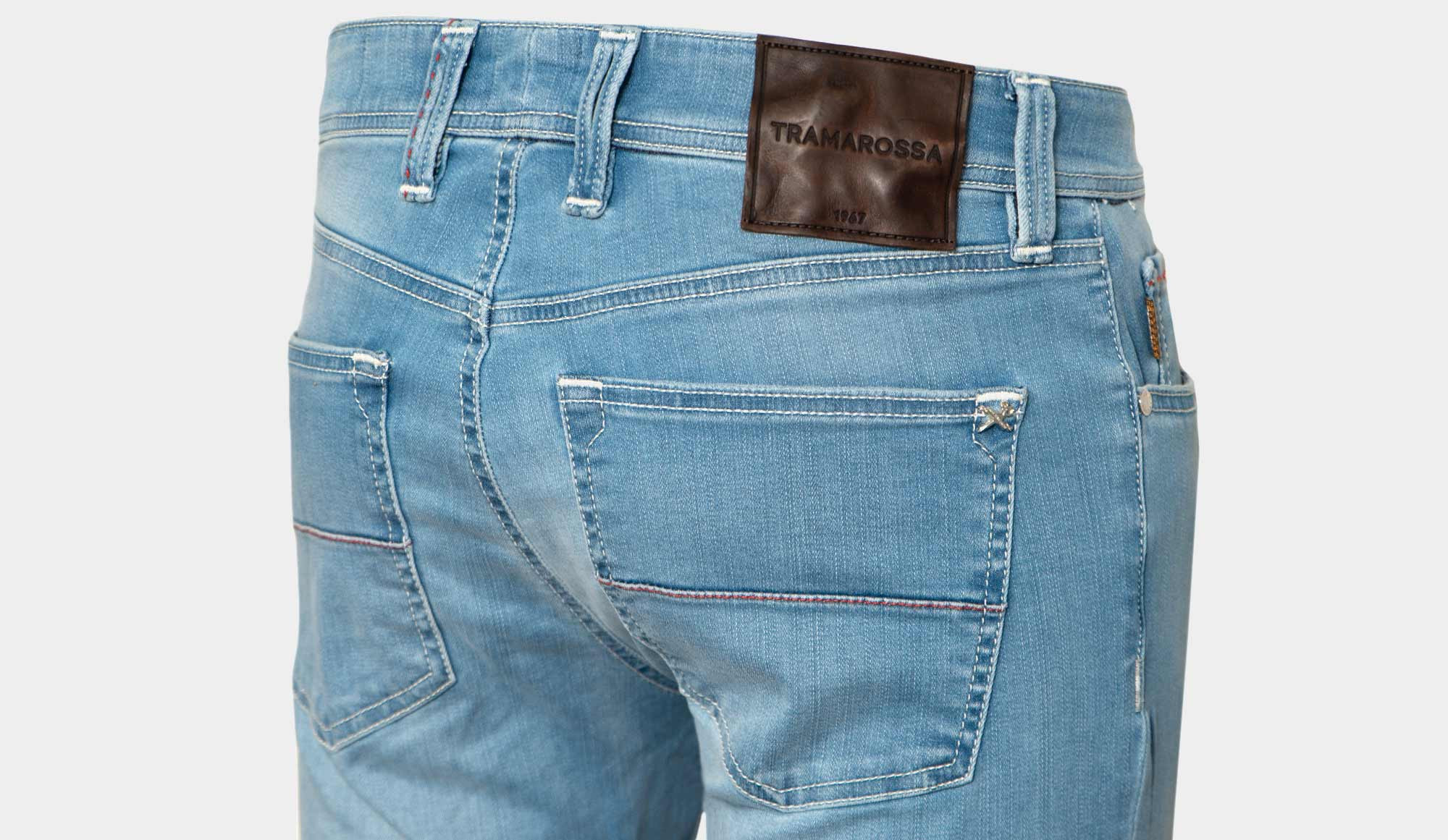 Jeans trama rossa outlet