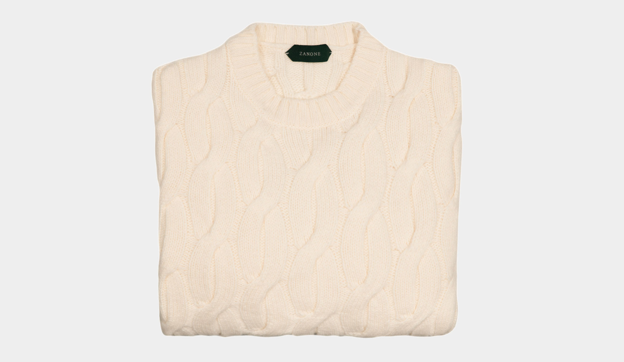 Zanone Geelong Cable Crewneck Off-White