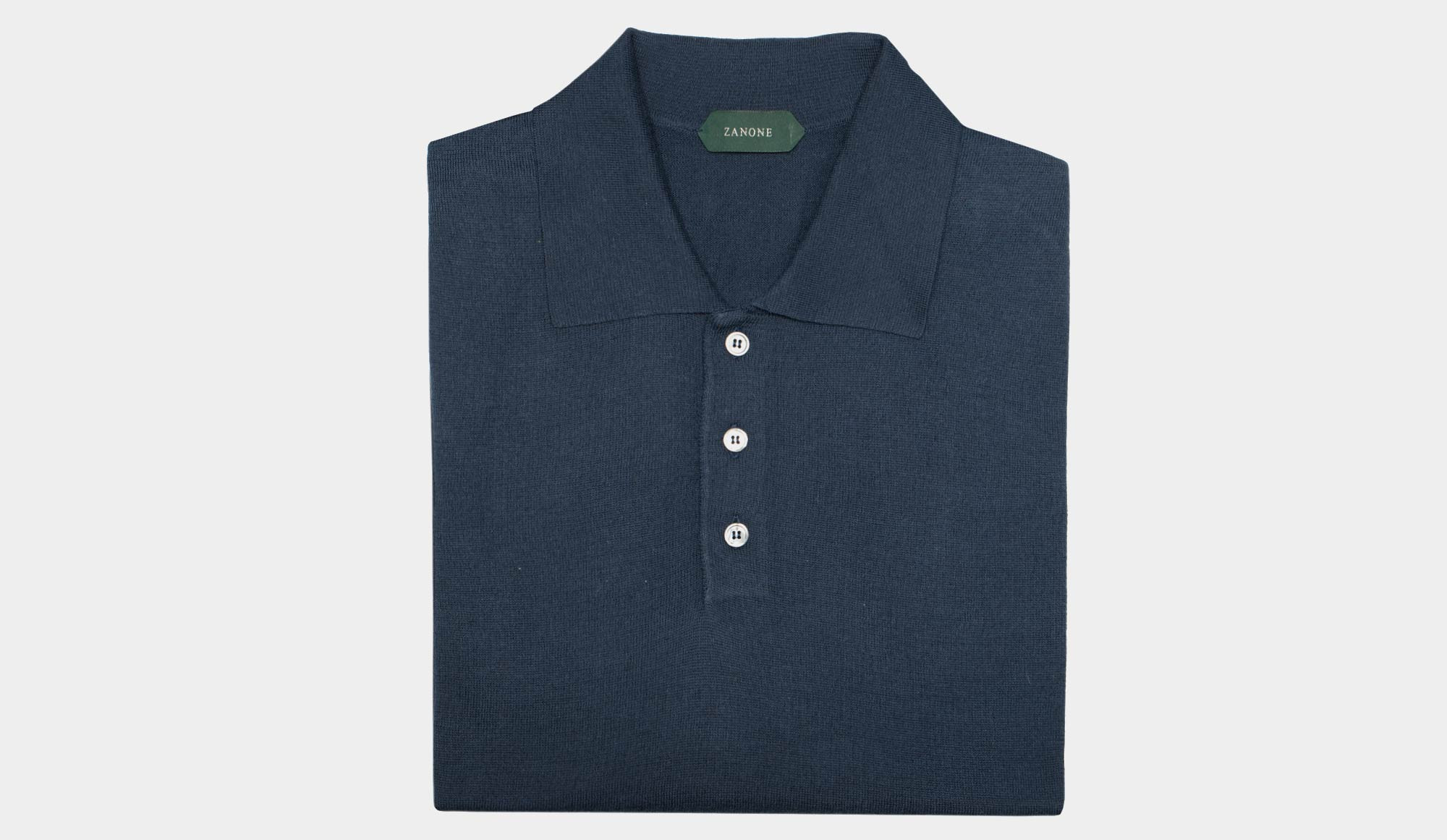Zanone Polo Cotton-Silk Navy