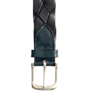 Andrea d'Amico Braided Leather Belt Navy